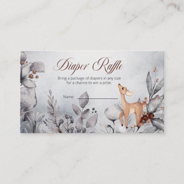 Woodland Animals Boy Baby Shower Diaper Raffle  Enclosure Card (Front)