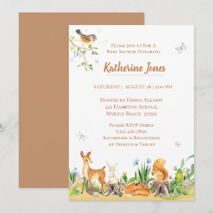 Woodland Animals Boy Baby Shower Invitation