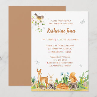Woodland Animals Boy Baby Shower  Invitation