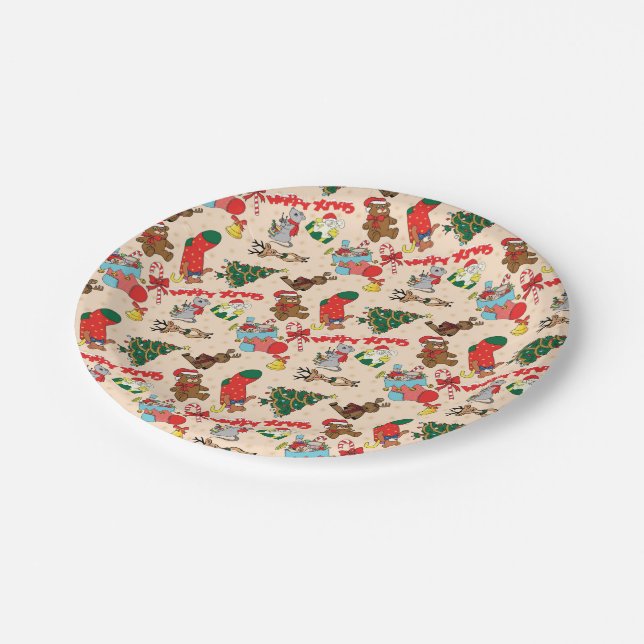 Woodland Animals  Christmas Paper Plate (Angled)