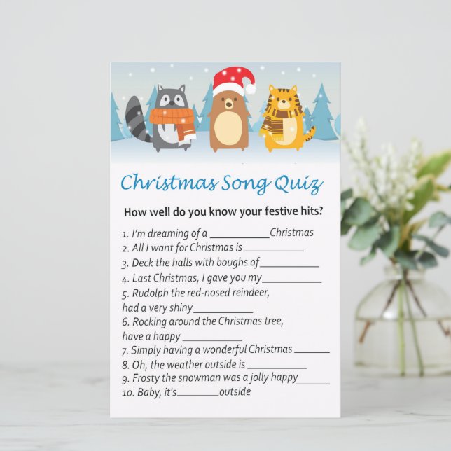 Woodland animals christmas song quiz game (Standing Front)