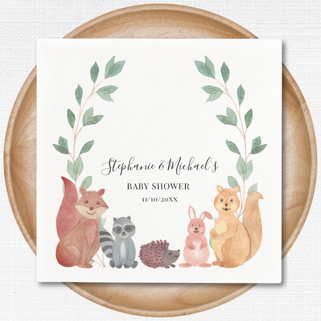 Woodland Animals Couple's Baby Shower Napkin (Creator Uploaded)