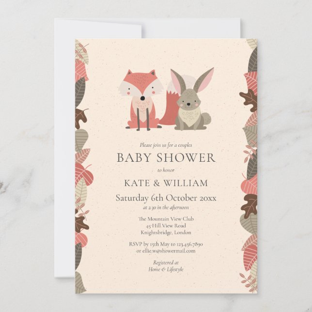 Woodland Animals Couples Baby Shower Sprinkle Invitation (Front)