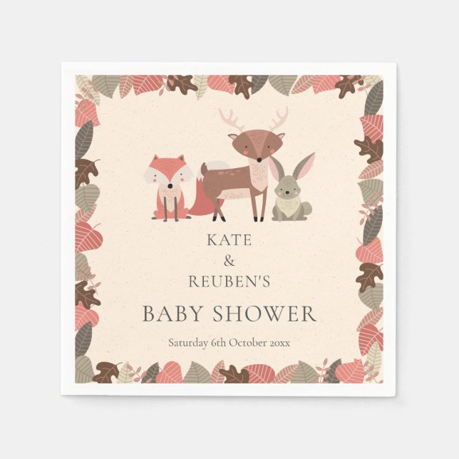 Woodland Animals Couples Baby Shower Sprinkle Napkin (Front)