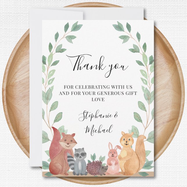 Woodland Animals Couples Baby Shower Thank You Card (Creator Uploaded)