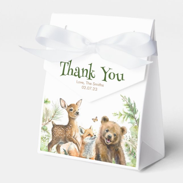 Woodland Animals Cute Baby Shower Thank You Favor Box (Front Side)