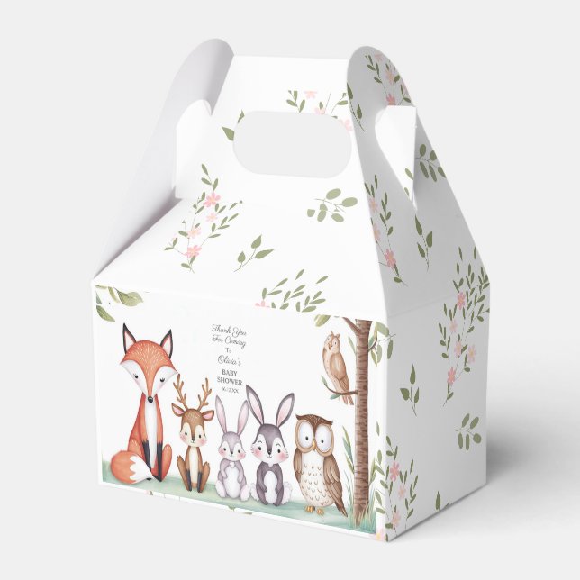Woodland Animals Cute Baby Shower Thank You Favor Box (Front Side)