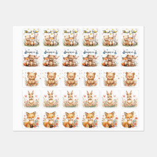 Woodland Animals Cute Bear Fox Bunny Kids Birthday