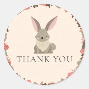 Woodland Animals  Cute Bunny Thank You Classic Round Sticker