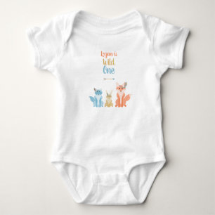 Woodland Animals Cute Tribal Boy Wild One Birthday Baby Bodysuit