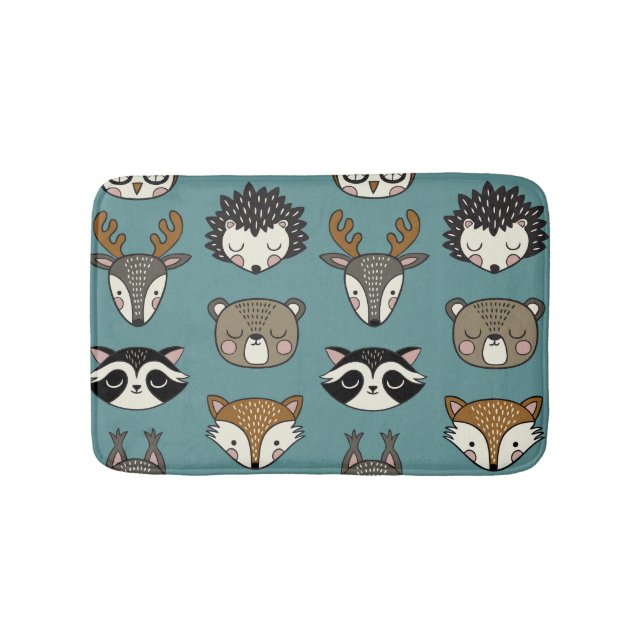 Woodland Animals Cute Vintage Pattern Bath Mat (Front)