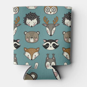 Woodland Animals Cute Vintage Pattern Can Cooler