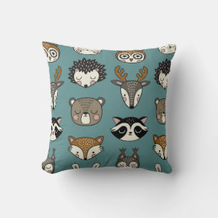Woodland Animals Cute Vintage Pattern Throw Pillow