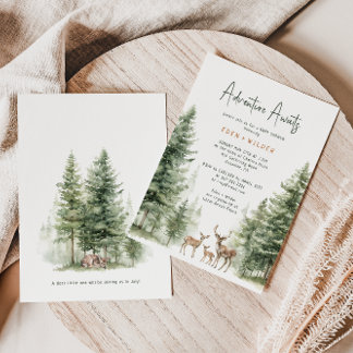 Woodland Animals Deer Baby Shower Invitation