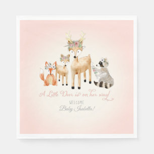 Woodland Animals Deer Raccoon Fox Boho Baby Shower Napkin