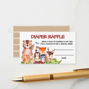 Woodland Animals Diaper Raffle Enclosure Card
