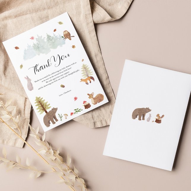 Woodland Animals Fall Baby Shower Thank You Card (Woodland Animals Baby Shower Thank You Card)