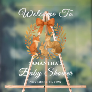 Woodland Animals Fall Baby Shower Welcome Acrylic Sign