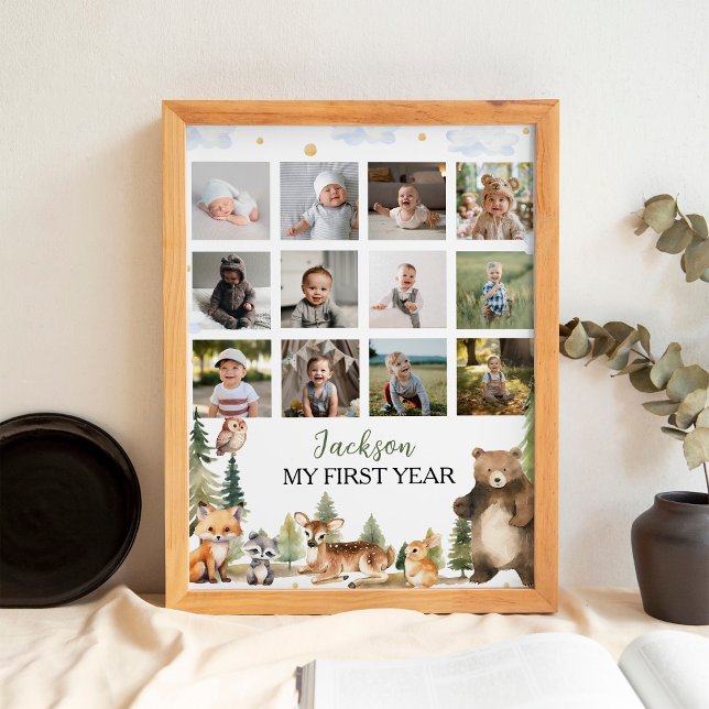 Woodland Animals First Year Photo Milestone Poster (Creator Uploaded)