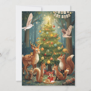 Woodland Animals Flat Holiday Card