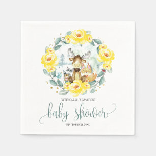 Woodland Animals Floral Greenery Baby Shower Napkin