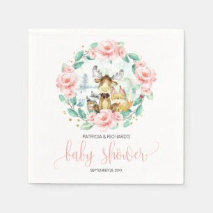 Woodland Animals Floral Greenery Baby Shower Napkin