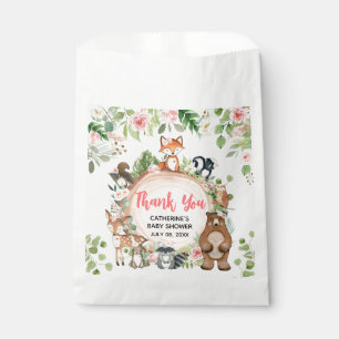 Woodland Animals Floral Wood Slice Baby Shower Favour Bag