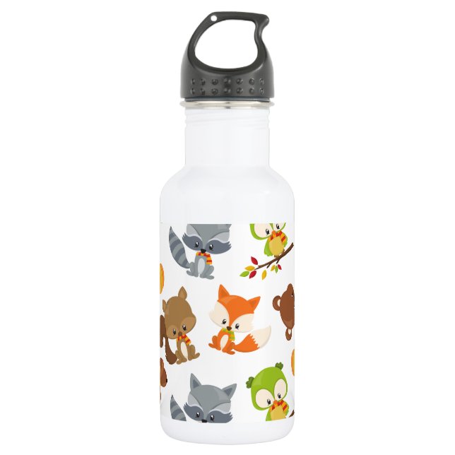 Woodland Animals, Forest Animals, Fall Animals 532 Ml Water Bottle (Front)