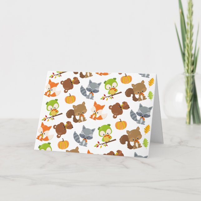 Woodland Animals, Forest Animals, Fall Animals Card (Front)