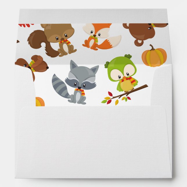 Woodland Animals, Forest Animals, Fall Animals Envelope (Back (Bottom))