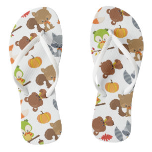 Woodland Animals, Forest Animals, Fall Animals Flip Flops
