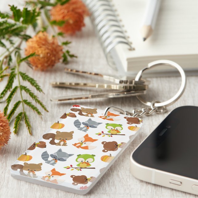 Woodland Animals, Forest Animals, Fall Animals Keychain (Front Right)