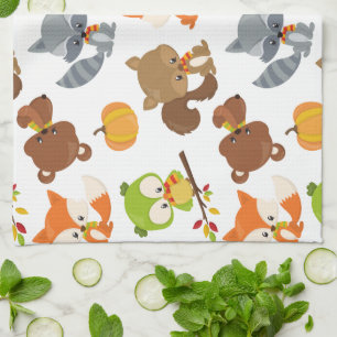 Woodland Animals, Forest Animals, Fall Animals Kitchen Towel