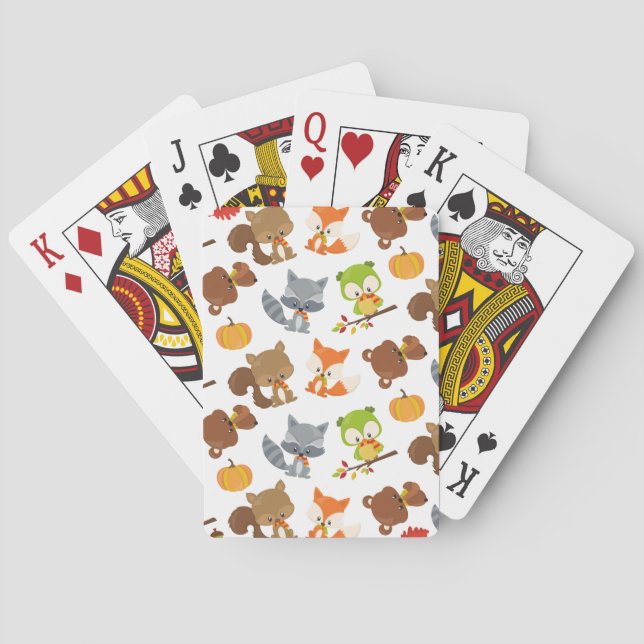 Woodland Animals, Forest Animals, Fall Animals Playing Cards (Back)