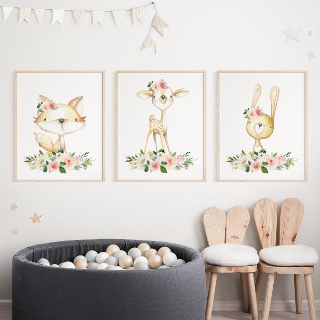 Woodland Animals, Forest Animals, Pink Flowers (Creator Uploaded)