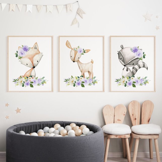 Woodland Animals, Forest Animals, Purple Flowers (Creator Uploaded)