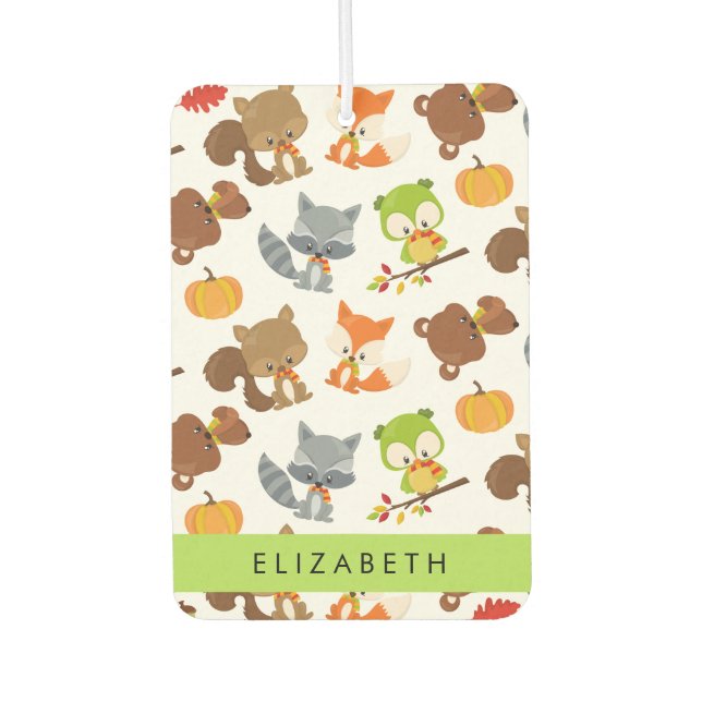 Woodland Animals, Forest Animals, Your Name Air Freshener (Front)