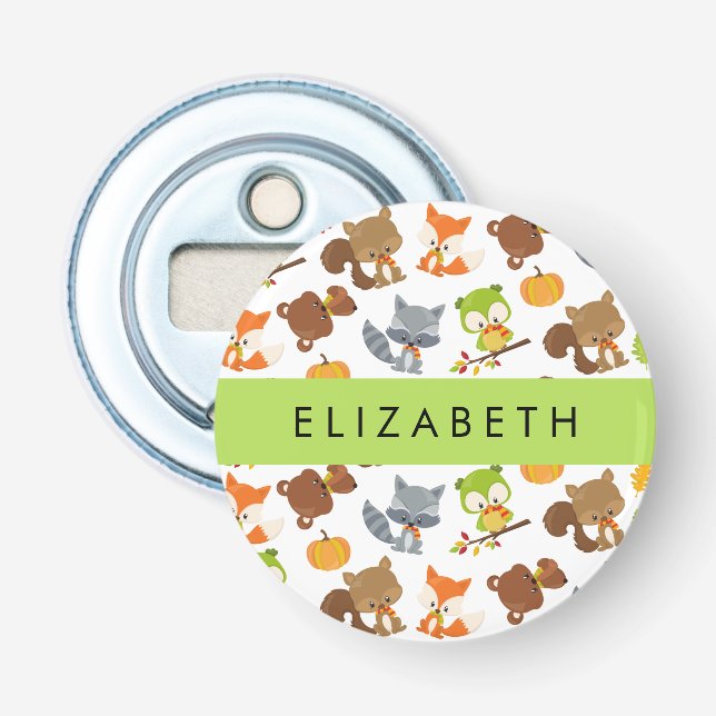 Woodland Animals, Forest Animals, Your Name Bottle Opener (Front)