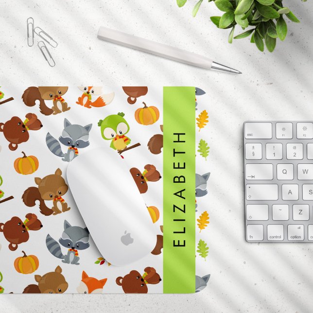Woodland Animals, Forest Animals, Your Name Mouse Pad (Creator Uploaded)