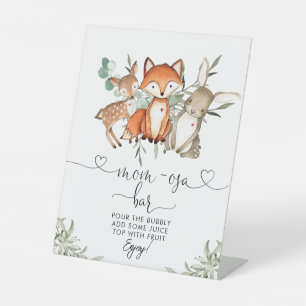 Woodland Animals Forest Baby Shower Mom-osa Bar Pedestal Sign