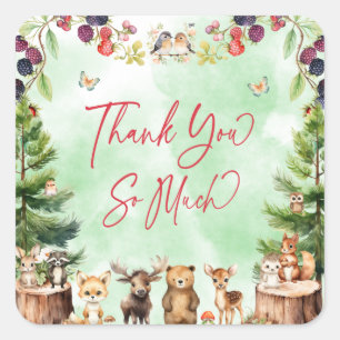 Woodland Animals Forest Baby Shower Thank You  Square Sticker