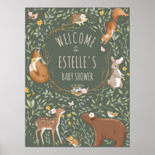 Woodland Animals Forest Baby Shower Welcome Sign