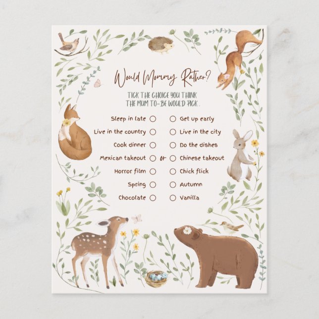 Woodland Animals Forest Friends Baby Shower (Front)