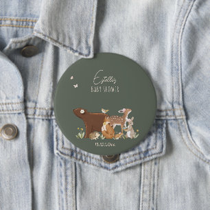 Woodland Animals Forest Friends Baby Shower 4 Inch Round Button
