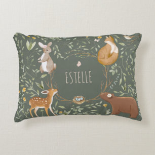 Woodland Animals Forest Friends Baby Shower Accent Pillow