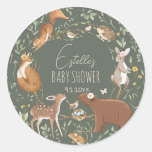 Woodland Animals Forest Friends Baby Shower Classic Round Sticker