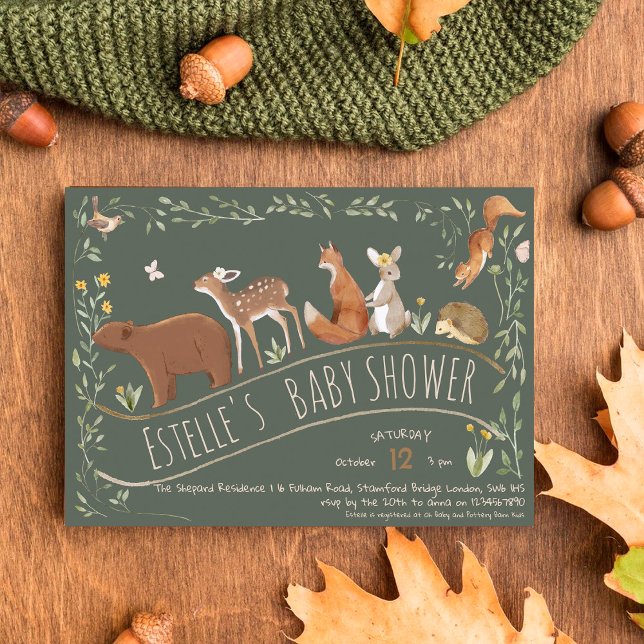 Woodland Animals Forest Friends Baby Shower Invitation (Creator Uploaded)
