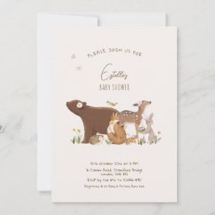 Woodland Animals Forest Friends Baby Shower Invitation