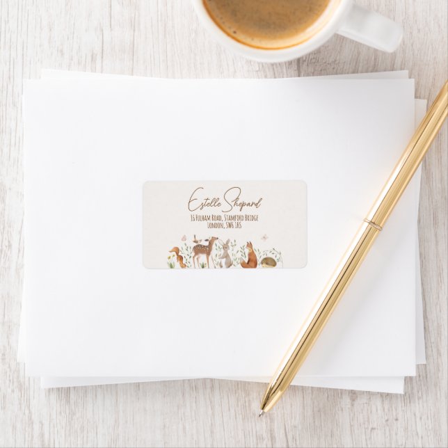 Woodland Animals Forest Friends Baby Shower Label (Insitu)