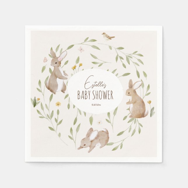 Woodland Animals Forest Friends Baby Shower Napkin (Front)